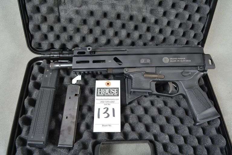 GRAND POWER Model STRIBOG SP9A1 Handgun, cal. .9 mm, Semi-Auto, 8" threaded barrel with 2 magazines and Original Factory Hard Case, mint condition, Ser #K077369 image