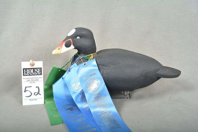 Sea Scoter by Alex Harrison, with contest winner ribbons, signed by the maker