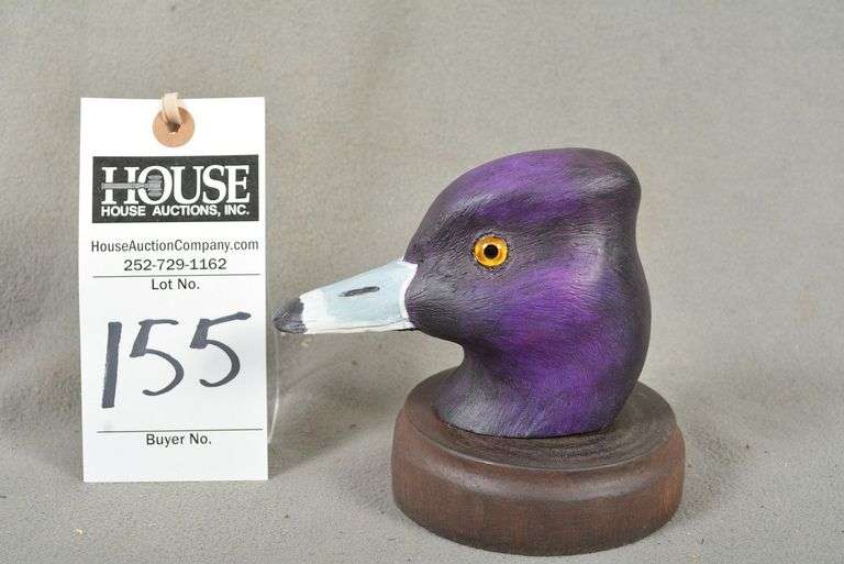 Scaup head carving by Bill Crisman, dated 2014, signed by the carver image