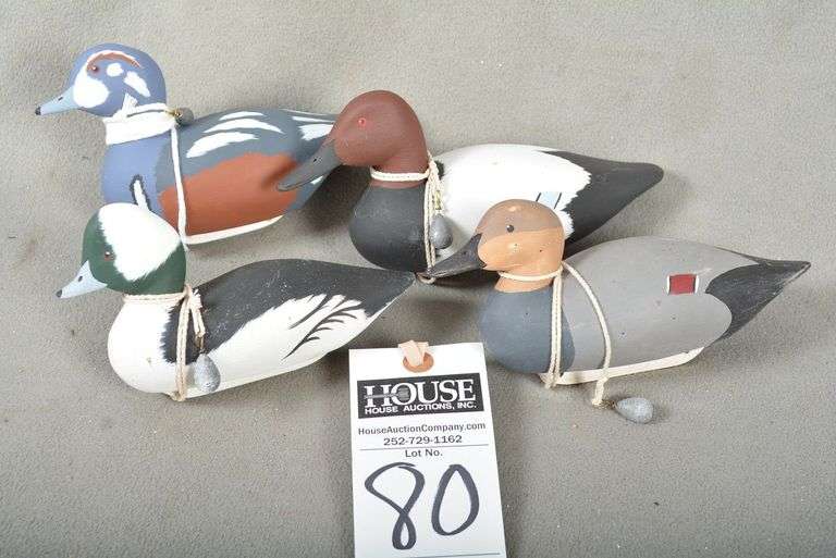 Four miniature decoys by Wayne Davis, Harkers Island, NC, all signed by the maker image