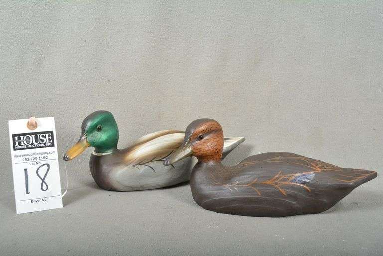 Pair of Mallard Half Size Decoys, Drake & Hen, by Michael & Susan Veasey, dated 2002, Drake signed by the maker