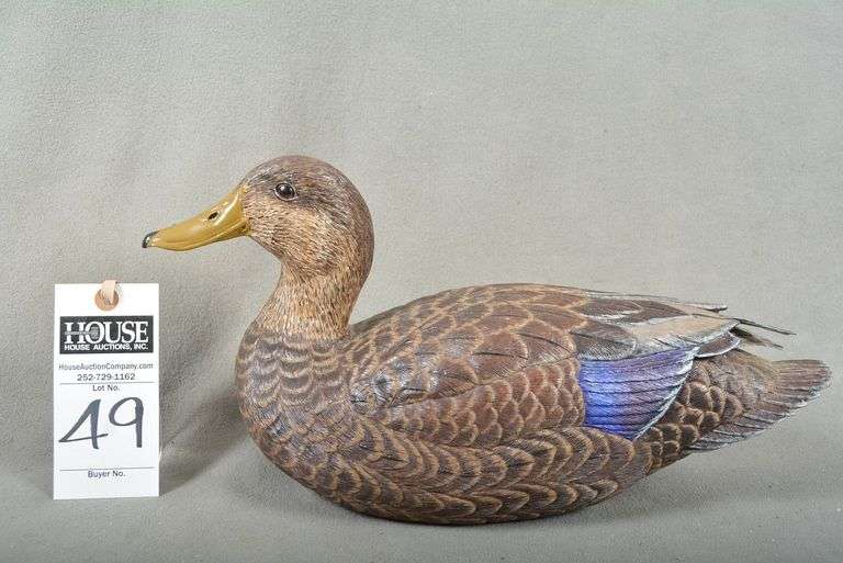 Black duck by Cliff Bain, Queen's Creek Decoys, Hubert, NC, dated 12-16-1991, signed by the maker