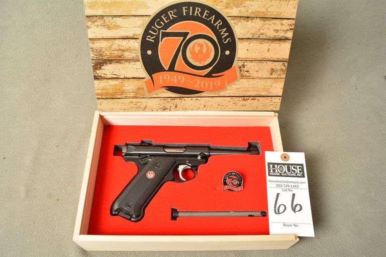 RUGER Model MARK IV STANDARD, 70TH ANNIVERSARTY SPECIAL EDITION Handgun, cal. .22 LR, 4.75" barrel, 2 magazines, with Original Factory Box and documents, Ser #70TH-04664 image