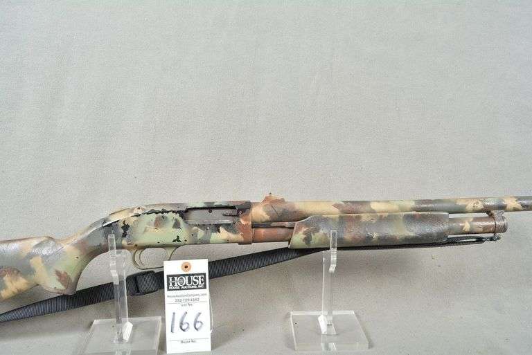 MOSSBERG Model 500A Shotgun, 12 ga., pump, 24" barrel, rifle sights, hand craft camo paint finish, sling, good condition, Ser # Not Legible image