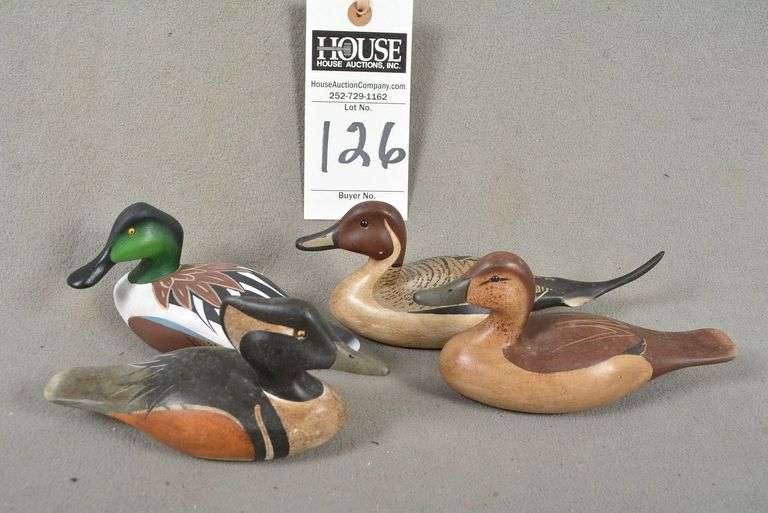 Four miniature decoys by Joseph B. Lee, all signed by the maker image