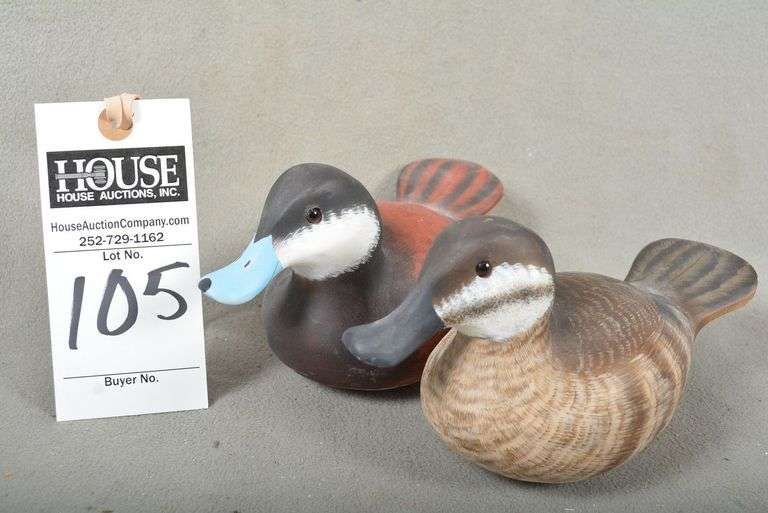 Pair of Ruddy Ducks, drake & hen, by Bernie and Gail Corwin, dated 1996, signed by the maker image