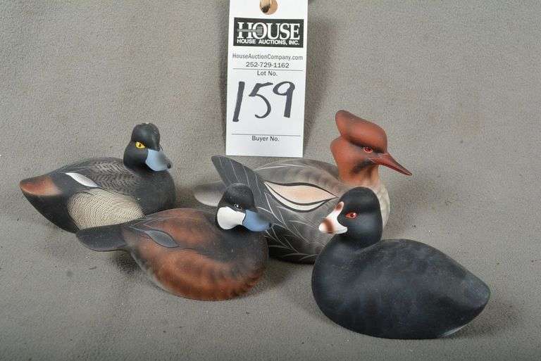 Four miniature decoys by Brian Delfenthal, Knotts Island, NC, signed by the maker image
