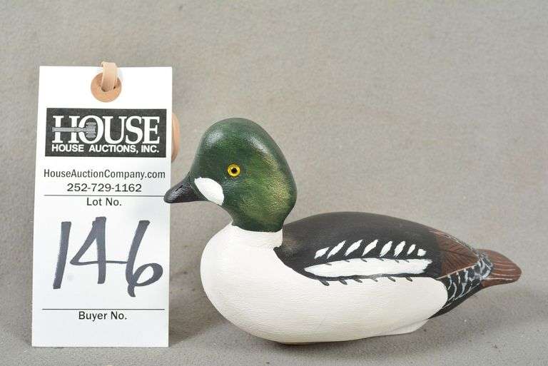 Miniature Golden Eye drake by Norman Hancock, Harkers Island, NC, dated Sept. 1992, signed by the maker image