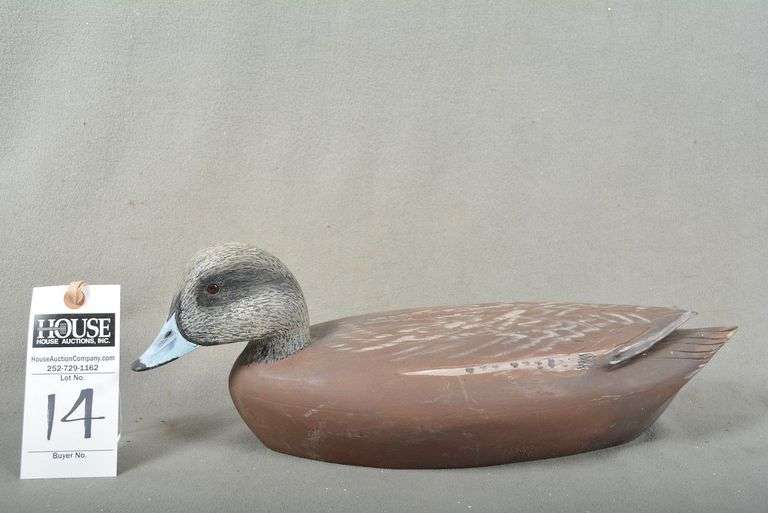 Widgeon drake by Bill Scripture, Outlaw Gunner Decoys, Columbia, NC, dated 3-14-2010, signed by the maker