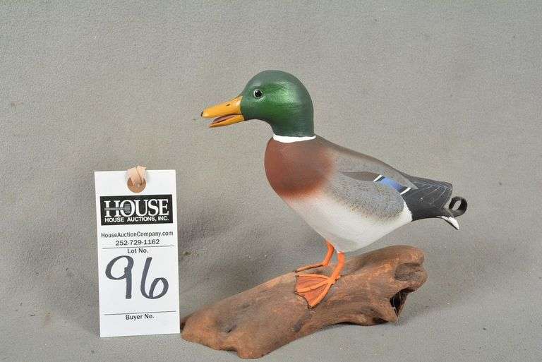 Miniature Mallard drake on driftwood by C.W. Waterfield, dated March 2017, signed by the maker image
