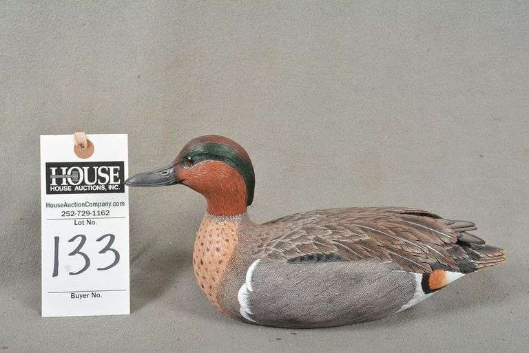 Green Wing Teal drake by Mike and Nancy Scherer, dated 2001, signed by the makers image