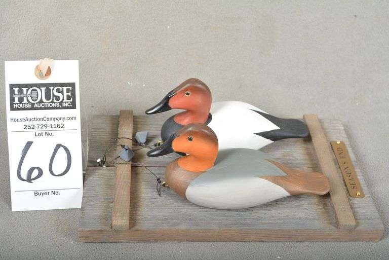 Pair of Canvasback miniatures in hanging style, by Joseph B. Lee, dated May 2005, signed by the maker image