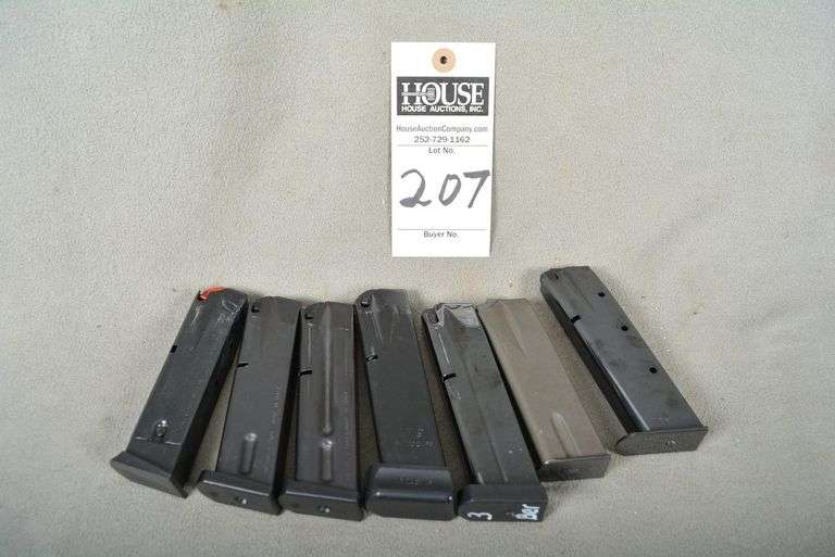 7 Unmarked magazines, 9 mm, various capacities - 10, 15, 17, 18 rds, NO PISTOL image