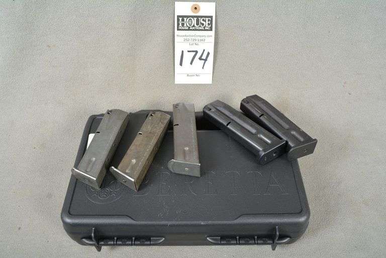 1 BERETTA Pistol Hard Case, 5 magazines (appear to be BERETTA but are unmarked), (3) 15 rd and (2) 10 rd, NO PISTOL image