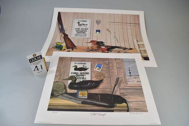 Four David Lawrence prints, 1. "Another Season," signed by David, 216 / 400, 2. "Old Camp," signed by David, 166/575, 3. "Let's Go," signed by David, 216/250, 4. "Carrying on Tradition" signed by David, 15/200. image