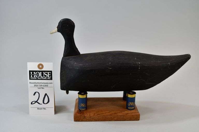 Coot, Carver: Harry Seneca. Unsigned. There is a weight painted black and an eye bolt on the bottom. image