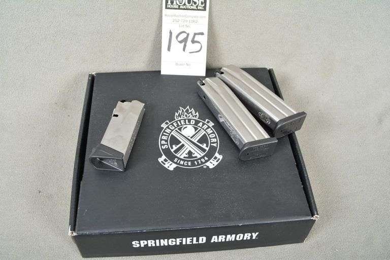 3 SPRINGFIELD Magazines, (2) 19 rd 9 mm and (1) 11 rd 9 mm, 1 cardboard pistol box, NO PISTOL image