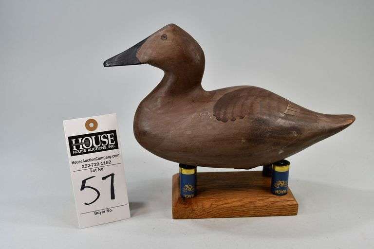 Canvasback, hen, Carver: Harry Jobes, Aberdeen, MD. Harry is a legendary talent, a master of gunning birds made in the style of the area, "The Susquehanna Flats", Chesapeake Bay decoys.  Harry worked for the famous R. Madison Mitchell for nearly 25 years before opening his own shop. image