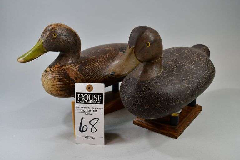 Two Black Ducks, Carver: Unknown from the Havre de Grace / Susquahanna Flats, MD region. Both have similar weights and anchor line attachments on the bottom. image