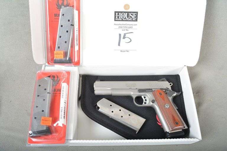 RUGER Model SR1911, Stainless, cal. .45 Auto 1911, 5 inch barrel, New in Original box, two magazines, with manual and soft case, Ser #670-252505 image