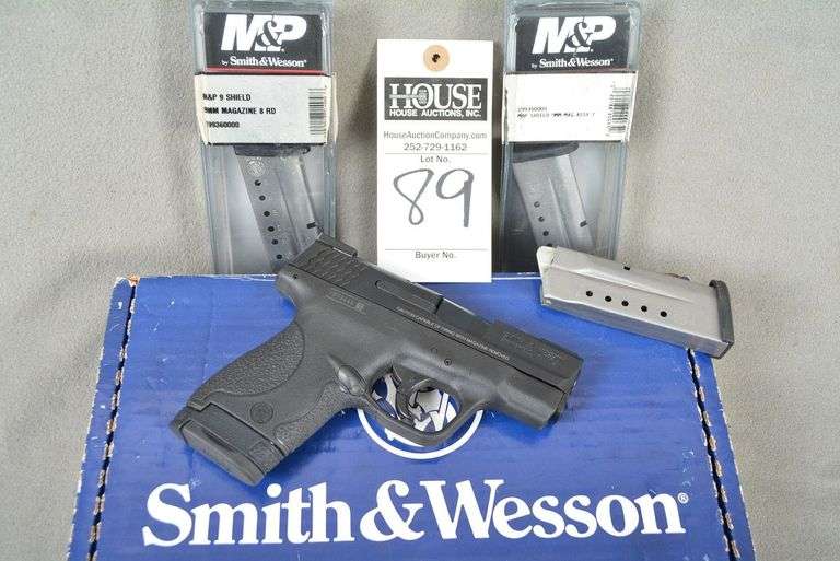 SMITH & WESSON Model M&P-9 SHIELD, cal. .9 mm, 3 inch barrel, fluorescent sights, four magazines, NIB with manual, Ser #HPT8444 image