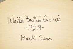 Rare Walter "Brother" Gaskill Black Swan, half-size signed by the maker, dated 2019. Inscribed on the bottom: WALTER "BROTHER" GASKILL, 2019, BLACK SWAN. One of the very few Black Swan decoys made by Brother Gaskill.