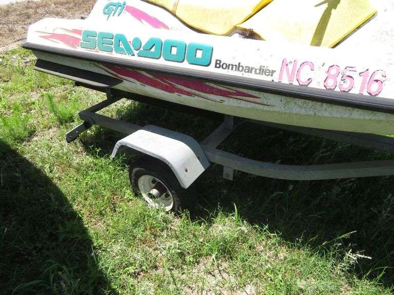 BOMBARDIER  SEADOO Jetski with LONG Galvanizrd Trailer, operational condition unknown, needs battery