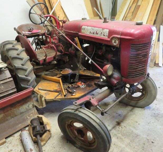 FARMALL  SUPER A Tractor with WOODS 42 Belly Mower - working condition unknown