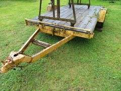 Yellow Flat Bed Trailer - NOTE: Motor Lift shown on trailer in photos DOES NOT SELL WITH TRAILER - Motor Lift sells separate in LOT 82