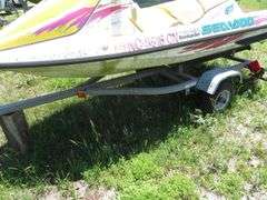 BOMBARDIER  SEADOO Jetski with LONG Galvanizrd Trailer, operational condition unknown, needs battery