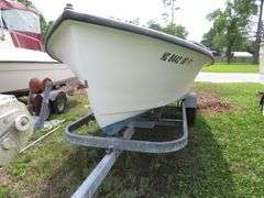ATLANTIC 18 foot Center Console Fiberglass Boat with motor well, 70 hp EVINRUDE OUTBOARD Motor & LONG galvanized boat trailer, Boat Hull ID ATNOO868G585
