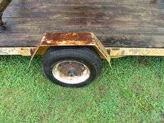 Yellow Flat Bed Trailer - NOTE: Motor Lift shown on trailer in photos DOES NOT SELL WITH TRAILER - Motor Lift sells separate in LOT 82