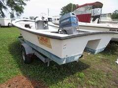 ATLANTIC 18 foot Center Console Fiberglass Boat with motor well, 70 hp EVINRUDE OUTBOARD Motor & LONG galvanized boat trailer, Boat Hull ID ATNOO868G585