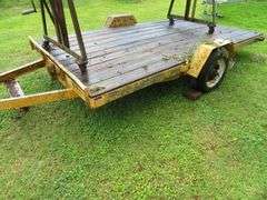 Yellow Flat Bed Trailer - NOTE: Motor Lift shown on trailer in photos DOES NOT SELL WITH TRAILER - Motor Lift sells separate in LOT 82