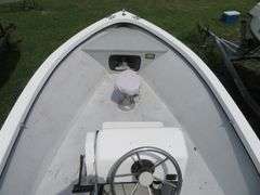 ATLANTIC 18 foot Center Console Fiberglass Boat with motor well, 70 hp EVINRUDE OUTBOARD Motor & LONG galvanized boat trailer, Boat Hull ID ATNOO868G585