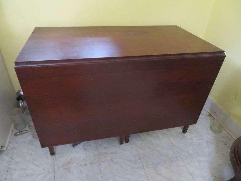 Mahogany Drop Leaf Table, approx. 6' x 4' when fully open, each leaf is 2 feet long image
