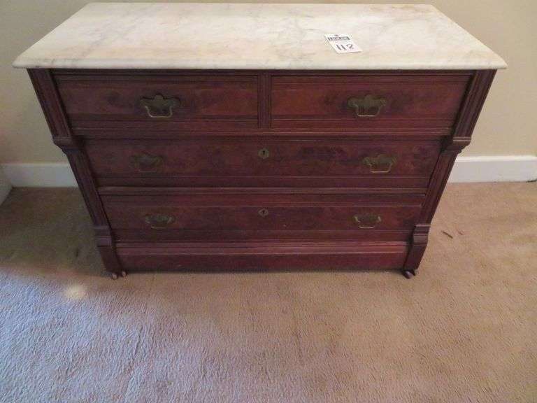 Marble top dresser with 4 drawers, approx. 43" x 20" x 30" image
