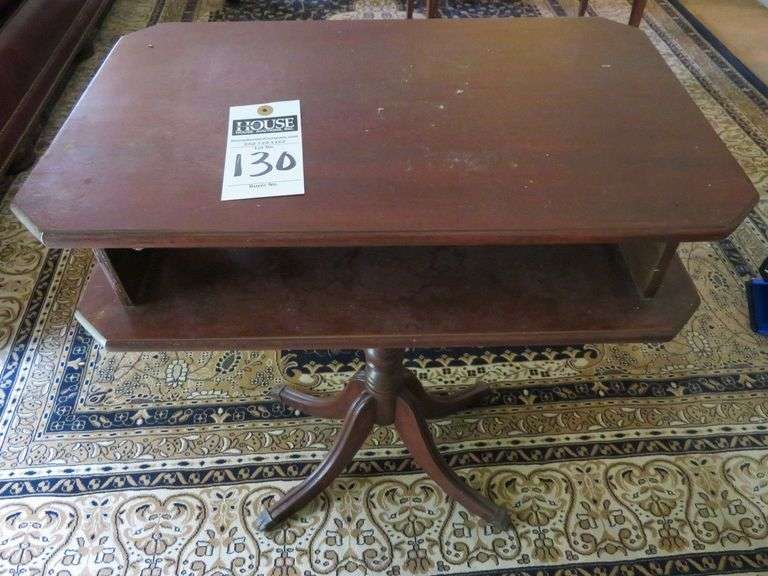 Four foot mahogany pedestal end and side table, approx. 22"Long x 14" widex 26"Tall image