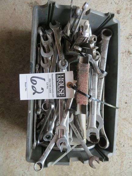 Tote full - large assortment of wrenches and mechanic tools image