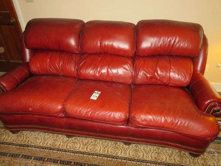 Long extraordinary leather sofa, approx. 7' image