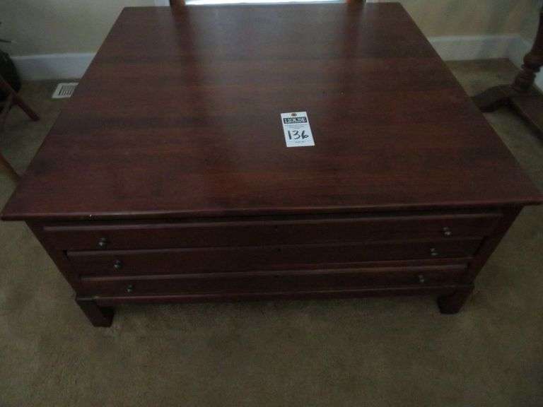 Large coffee table with 2 drawers, approx. 40" x 40" x 19" image