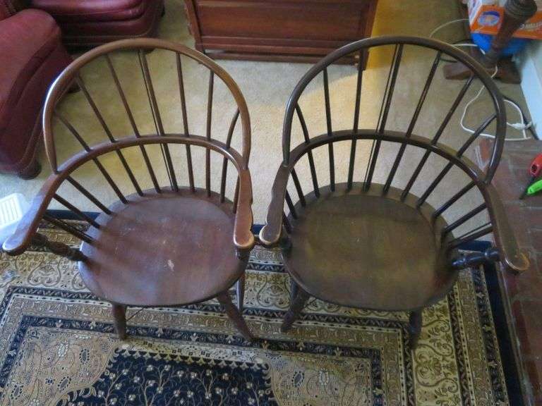 Two Wood Barrel Back Dining chairs image