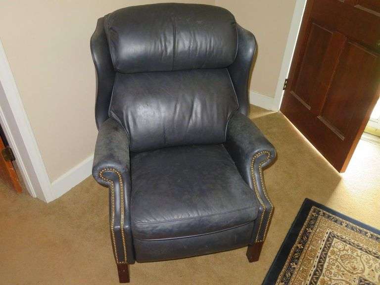 Blue leather recliner chair image