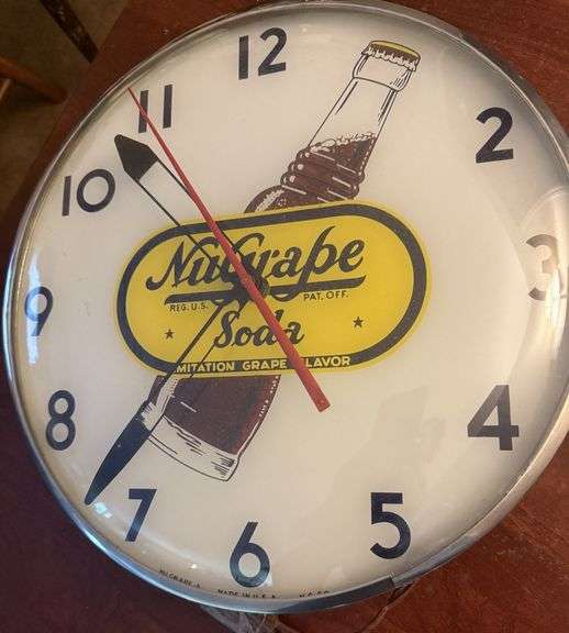 NUGRAPE SODA Clock, works, 15" round image