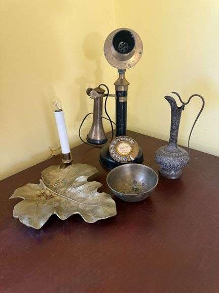 Miscellaneous Brass: Leaf, Bowl, Lamp, Urn, Candlestick image