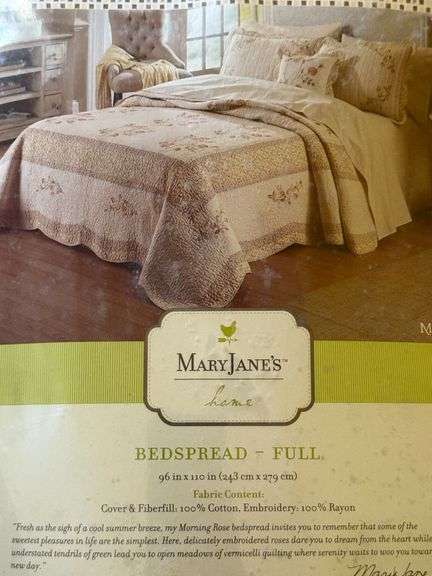 Mary Jane's Home Bed Quilt and Pillow, 96x110, NIB image