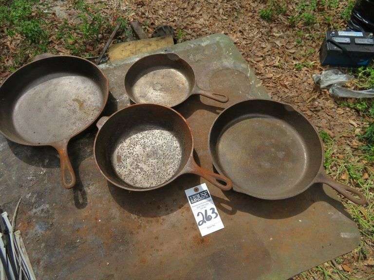 (4) Cast Iron Frying Pans: 6", 8", 10" and 12" image