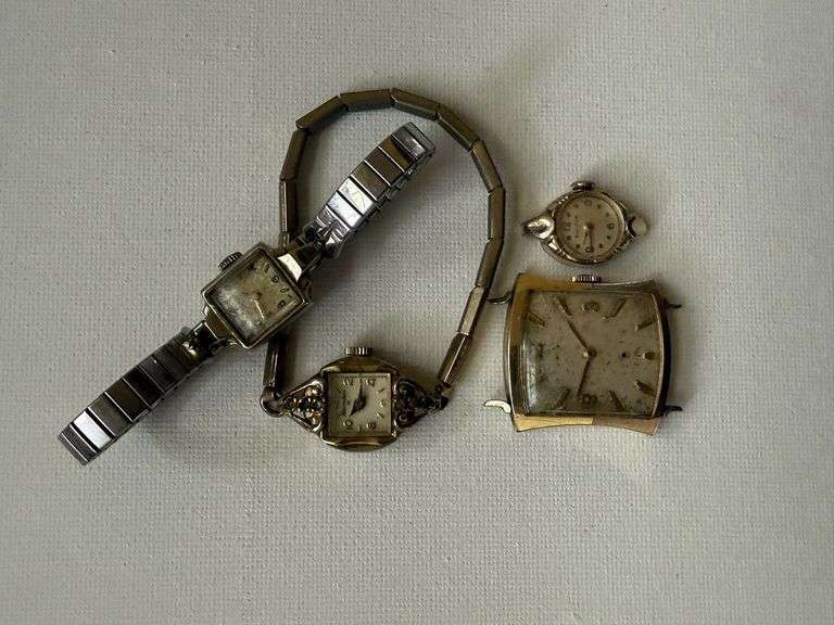 2 Vintage Watches, 2 Watch faces, no bands, HAMILTON, WITTNAUER, BULOVA image