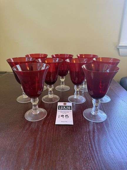Ruby Red Goblets, Set of 9, approx. 8" image