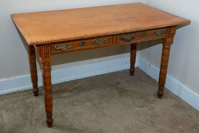 Tiger Oak Desk with 2 drawers, approx. 48" W x 28"T x 28"D image
